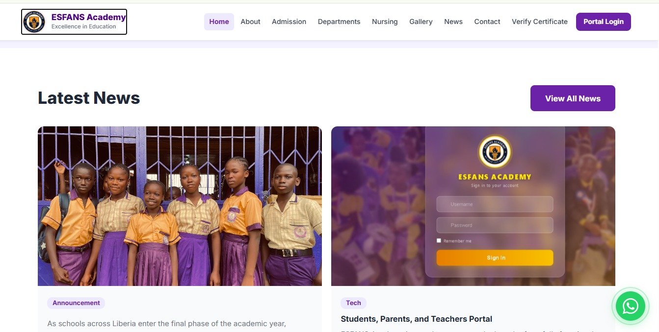 ESFANS Academy School Management System